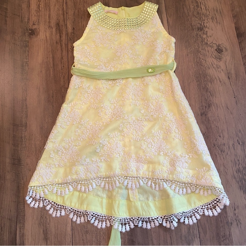 Choupette • Yellow Kids Dress w/ Lace Details • NWT • Ages 4-5